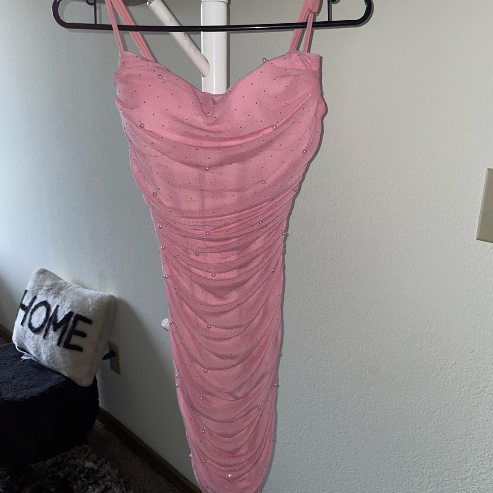 Windsor Pink Rhinestone Mini Dress - Picture 2 of 8